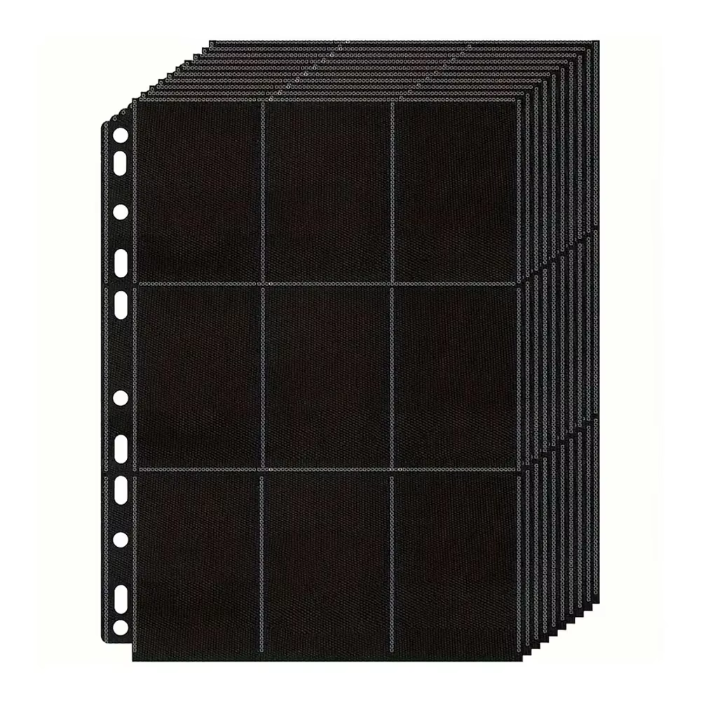 10-Pack Black 9-Pocket A4 Trading Card Binder Pages