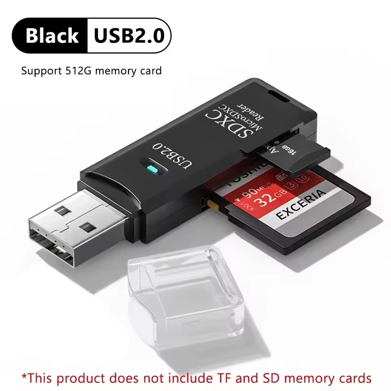 2-in-1 High-Speed USB 3.0/2.0 SD TF Card Reader Car Mounted