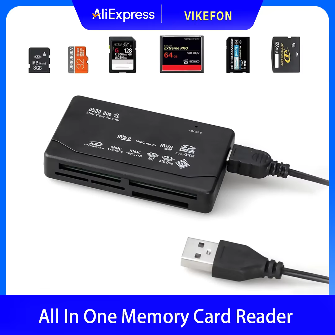 All-In-One USB Memory Card Reader Compatible with Multiple Formats