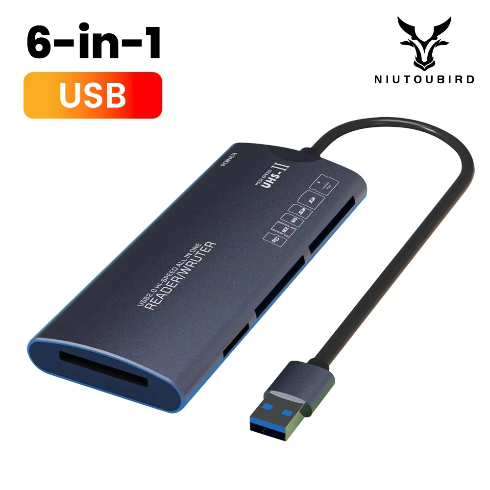 6-in-1 High-Speed Multifunctional Card Reader USB & Type-C