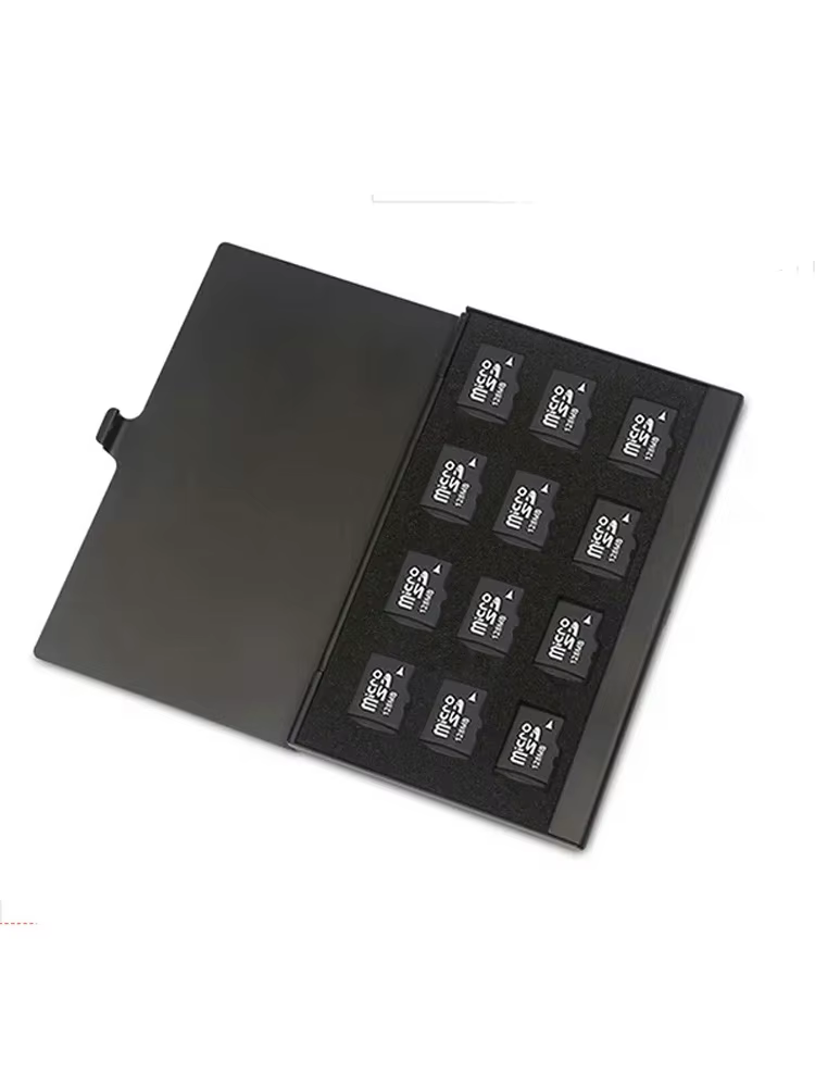 12-Slot Metal Micro SD Card Case Holder Organizer