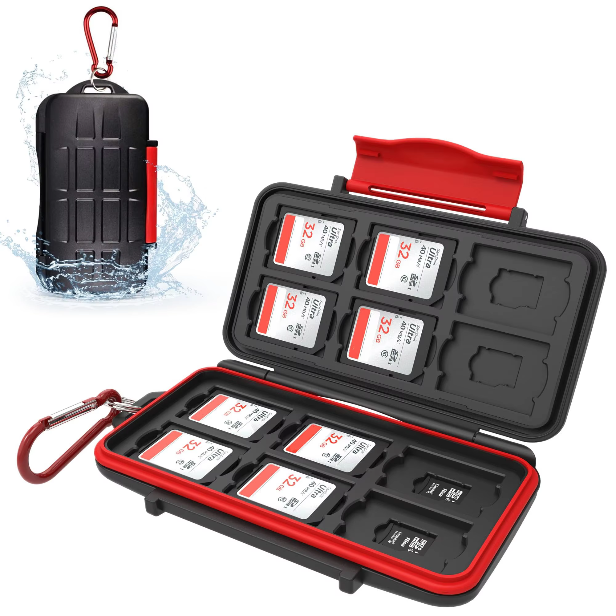 Waterproof Memory Card Case for 12 SD & 12 Micro SD Cards