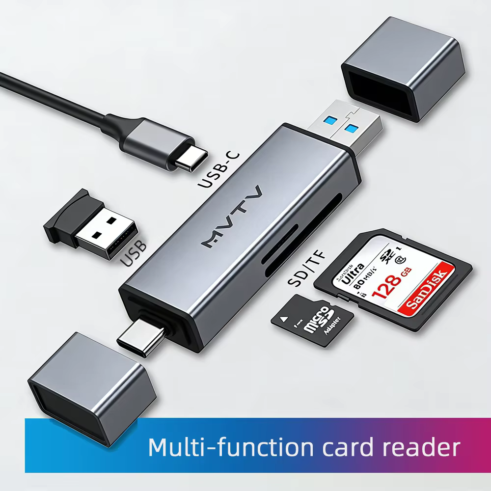 4-in-1 USB/USB-C Card Reader for SD & MicroSD Cards