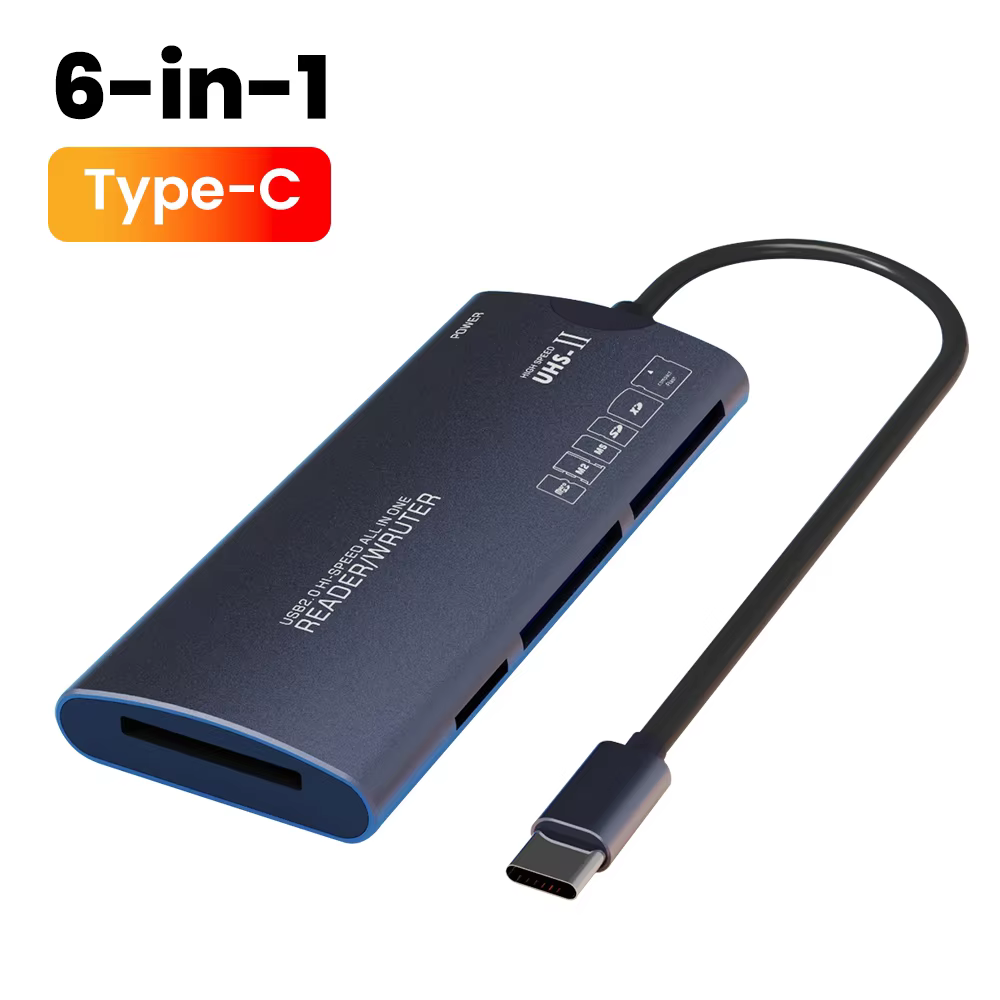 6 in 1 Multifunction Type-C Memory Card Reader