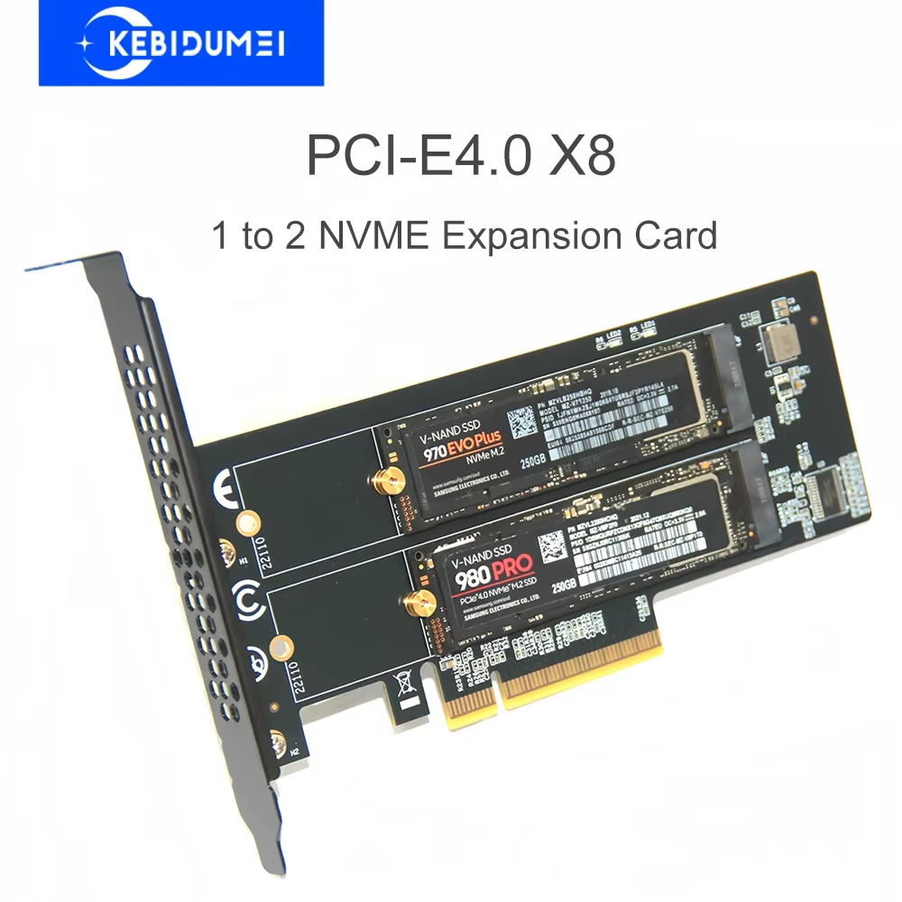PCIe4.0 X8 Dual NVMe M.2 SSD Expansion Card