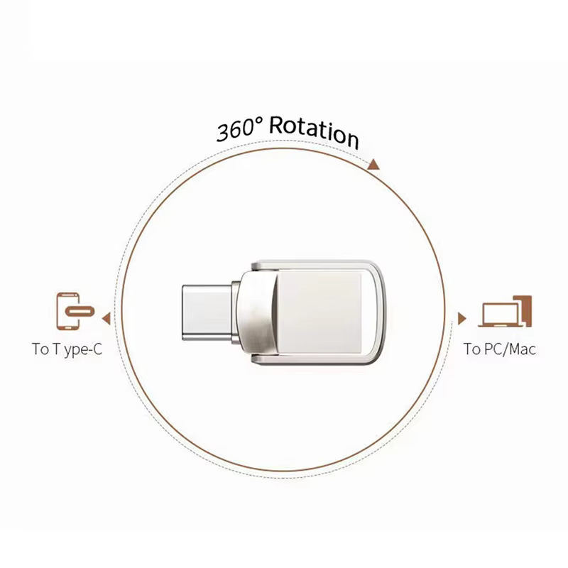 2TB Dual Connector USB 3.0 & Type-C Flash Drive