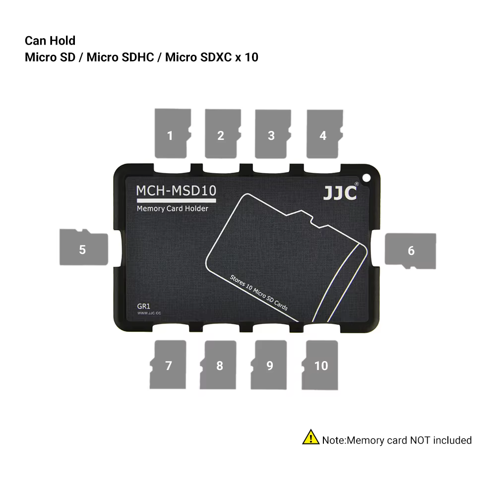 JJC Slim Micro SD Card Holder Case for 10 Cards