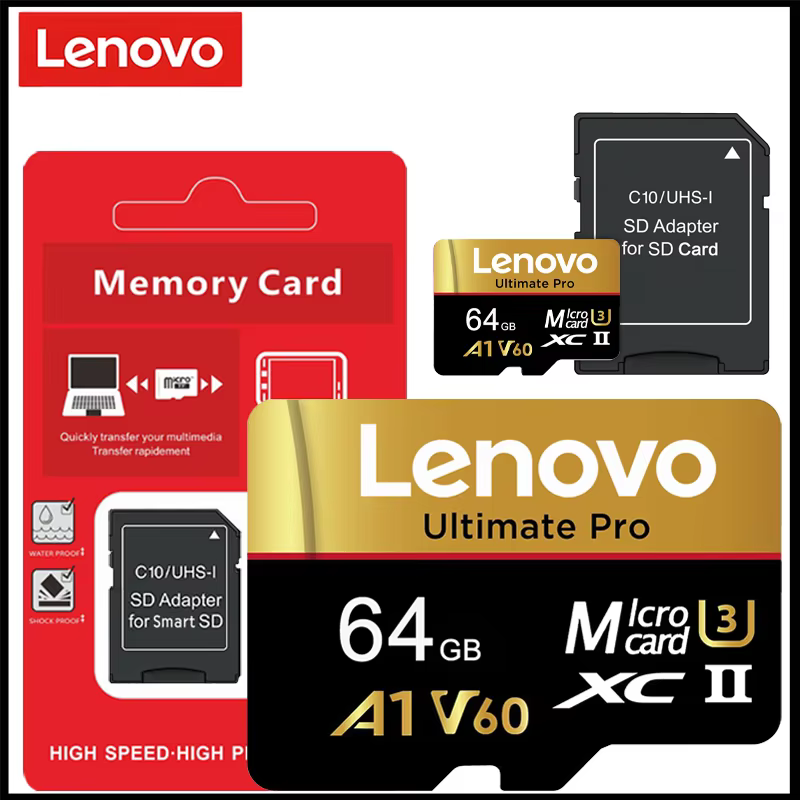 Lenovo High-Speed Micro SD Card 64GB-1TB V60 U3 4K HD