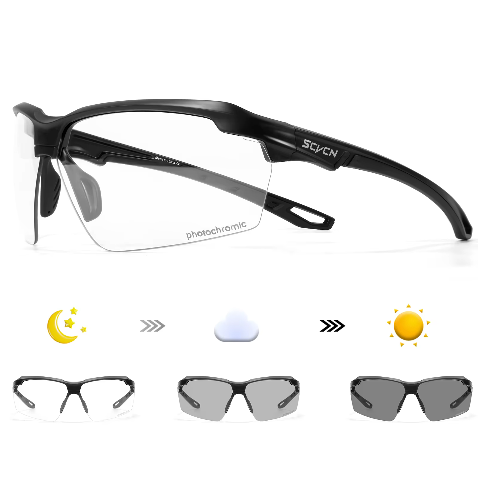 SCVCN Photochromic UV400 Cycling Glasses for Men & Women
