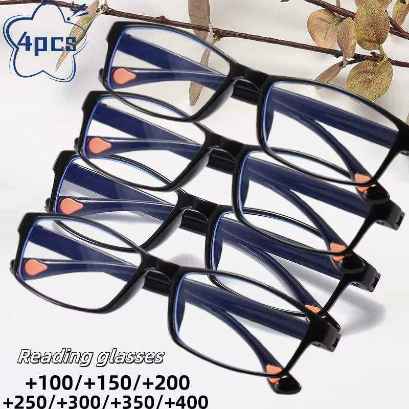 MOYOKA Anti-blue Light Reading Glasses 4pcs Black Frame