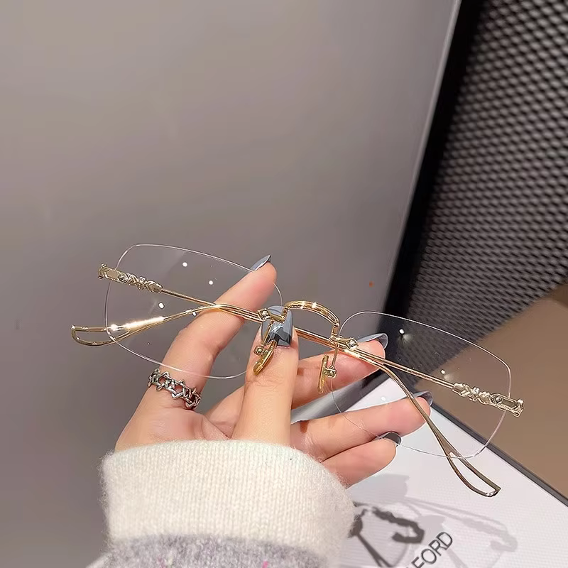 Transparent Square Rimless Blue Light Blocking Glasses