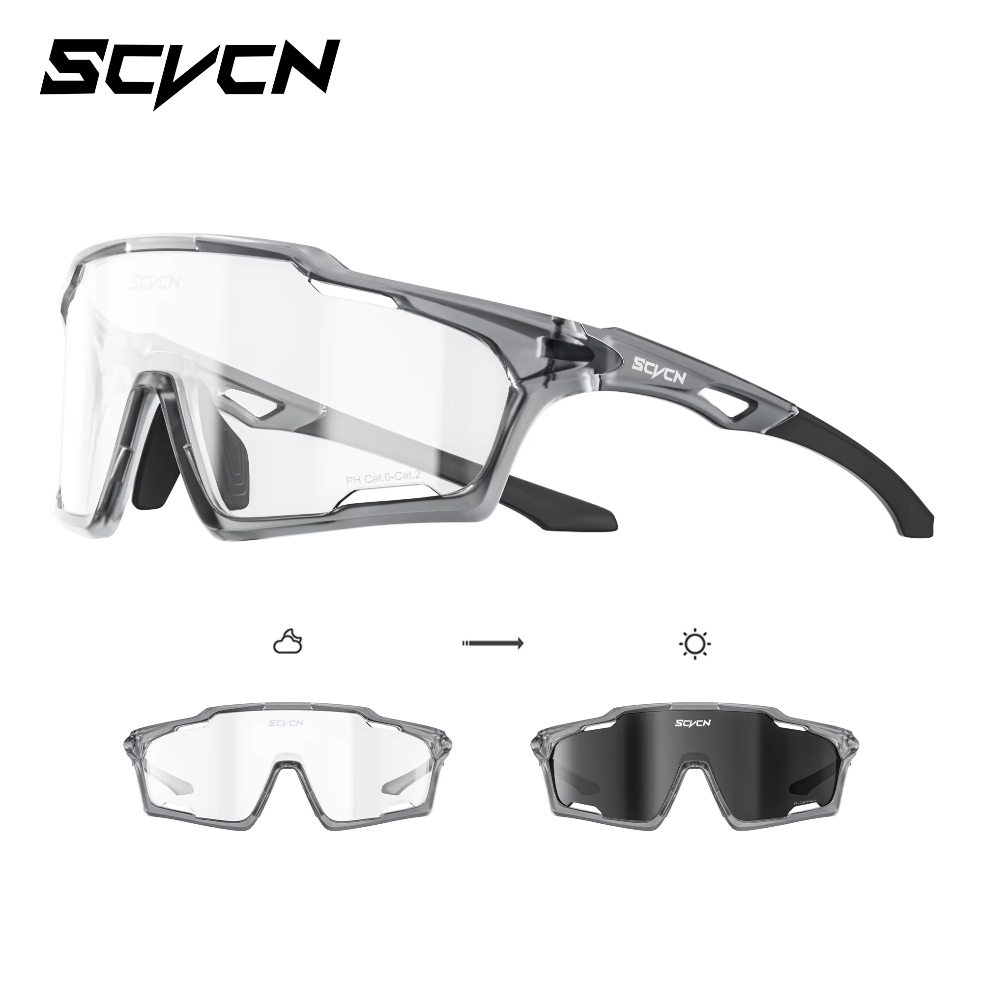 SCVCN Photochromic Sports Sunglasses for Cycling & Outdoor