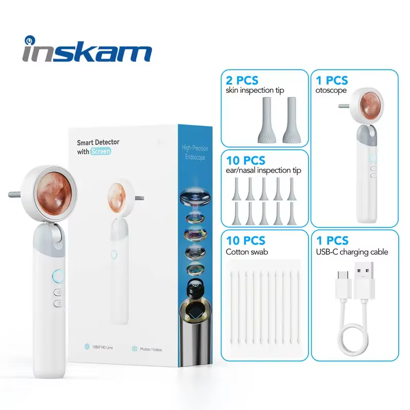 Smart Ear Camera Endoscope 90° Rotatable 1080P HD with 12 Heads