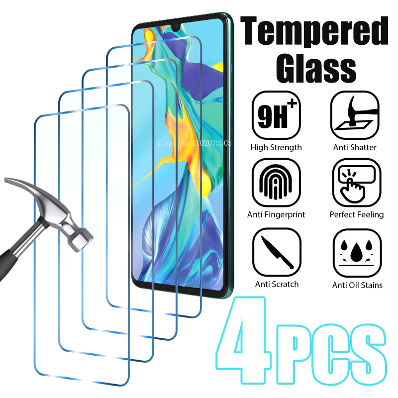 4PCS Tempered Glass Screen Protectors for Huawei & Honor