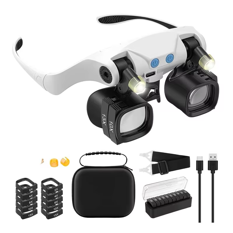 ABUP Headband Magnifying Glass with 5 Lenses & LED Light