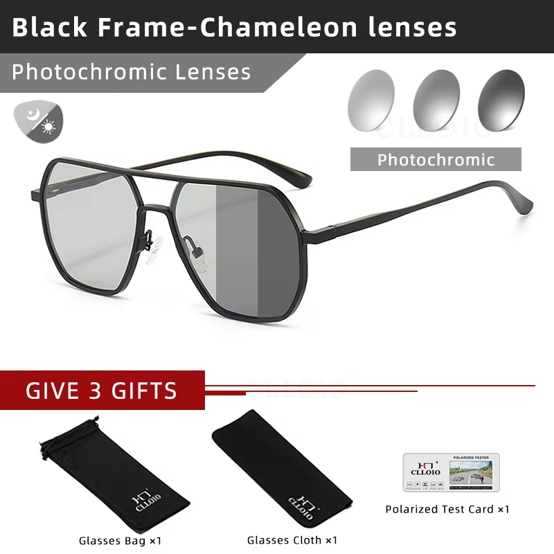 CLLOIO Aluminum Photochromic Polarized Sunglasses