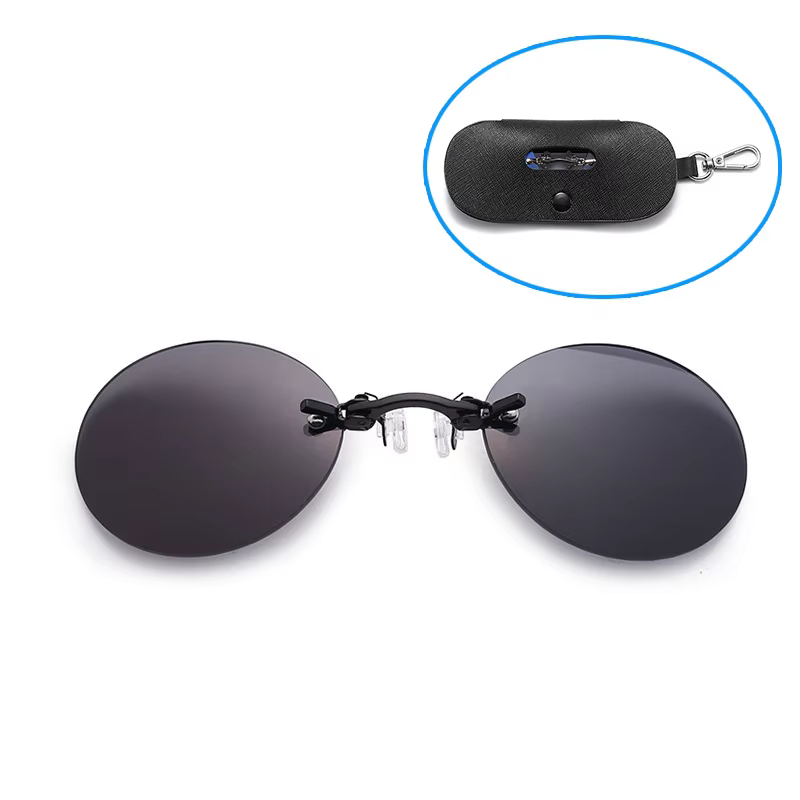 KAEDEK Rimless Round Clip-On Nose Glasses UV400