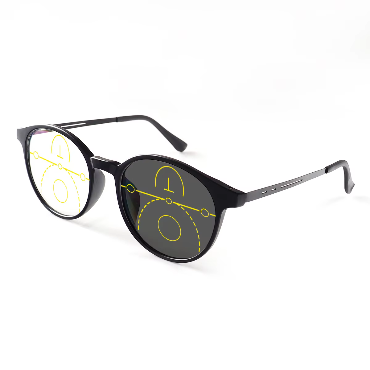 Progressive Photochromic Reading Glasses with Round Frame