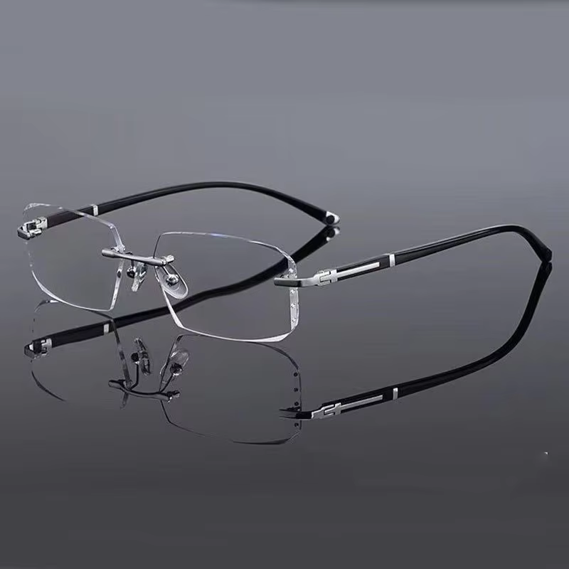 Stylish Frameless Anti-Blue Light Reading Glasses for Men