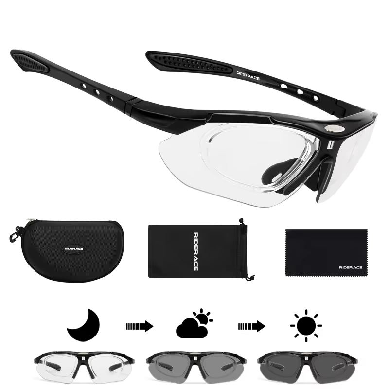 RIDERACE Photochromic Cycling Sunglasses MTB Sports Eyewear