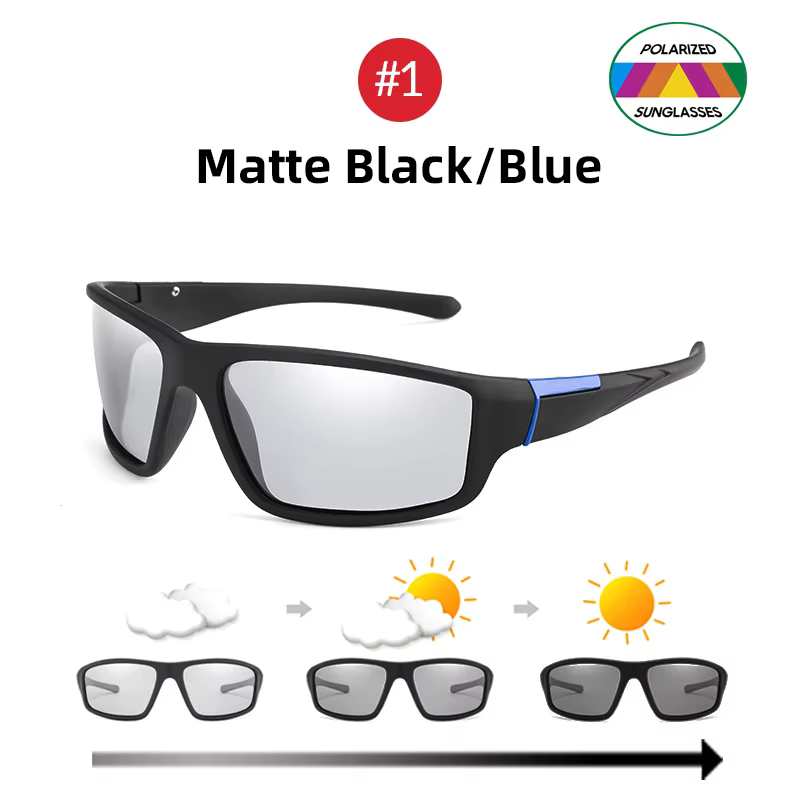 Photochromic Polarized Cycling Sunglasses Matte Black