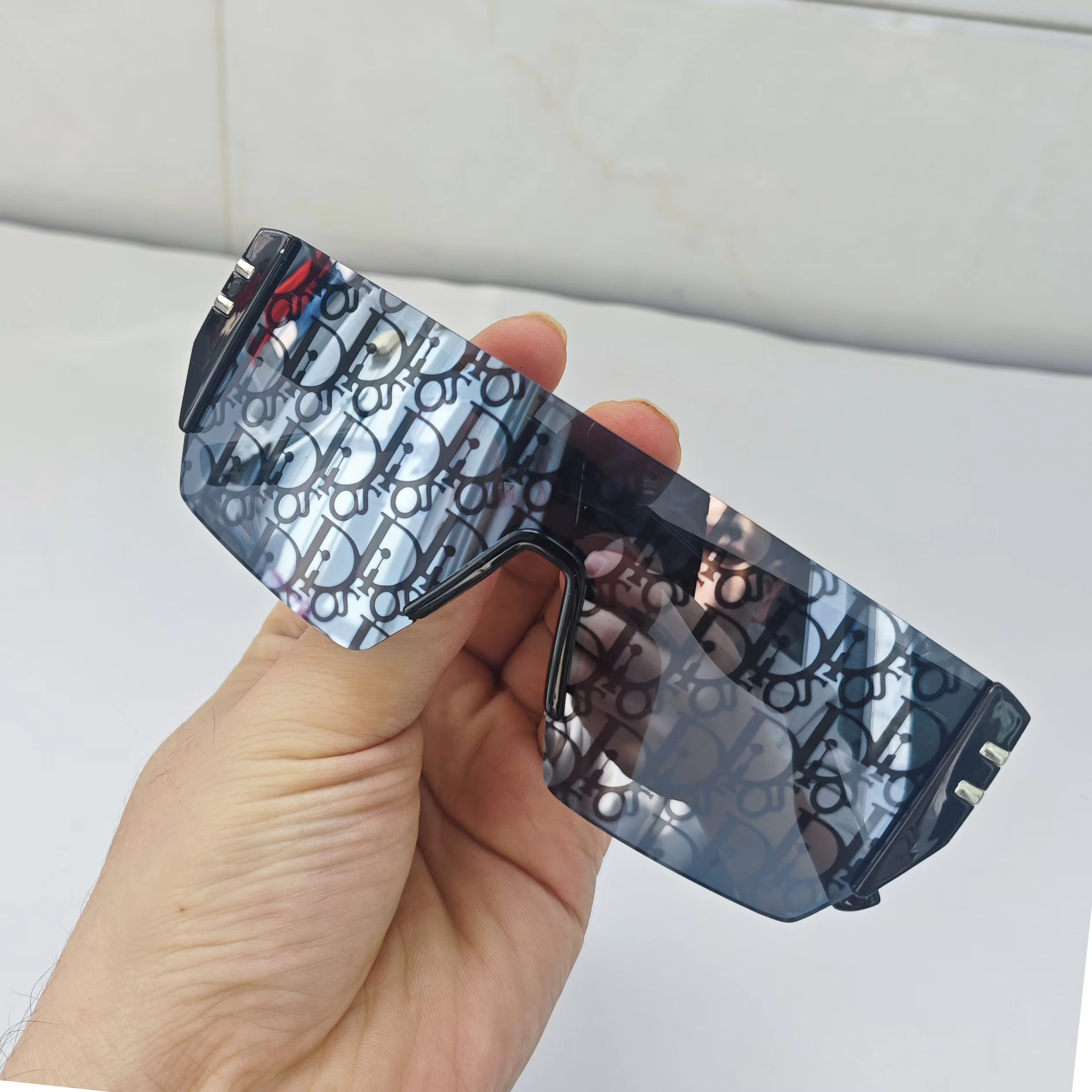 Luxury Y2K Oversized Rimless Shield Sunglasses UV400