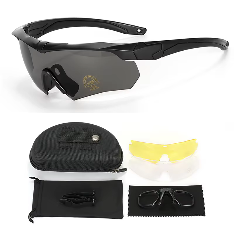 Military Tactical Goggles with 3 HD Lenses UV Protection