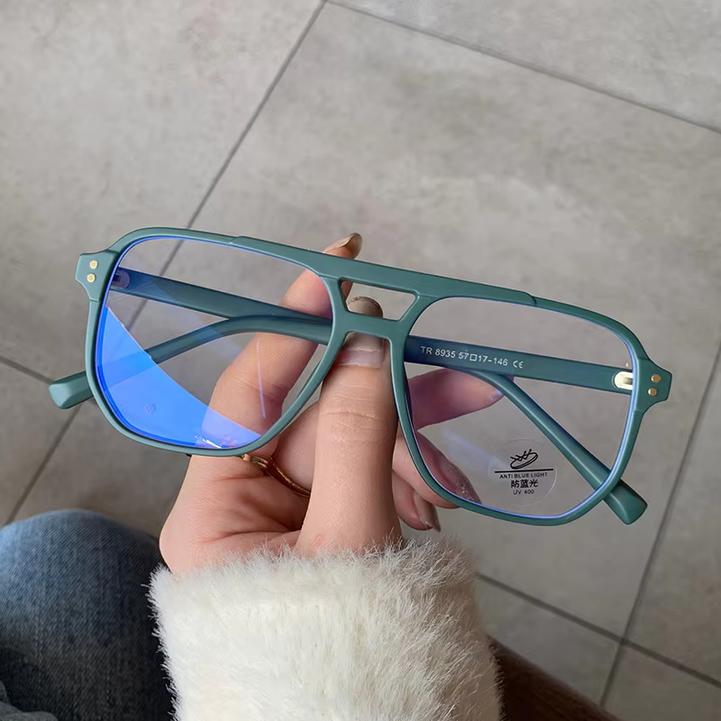 Oversized Green Myopia Glasses with Anti Blue Light 2025