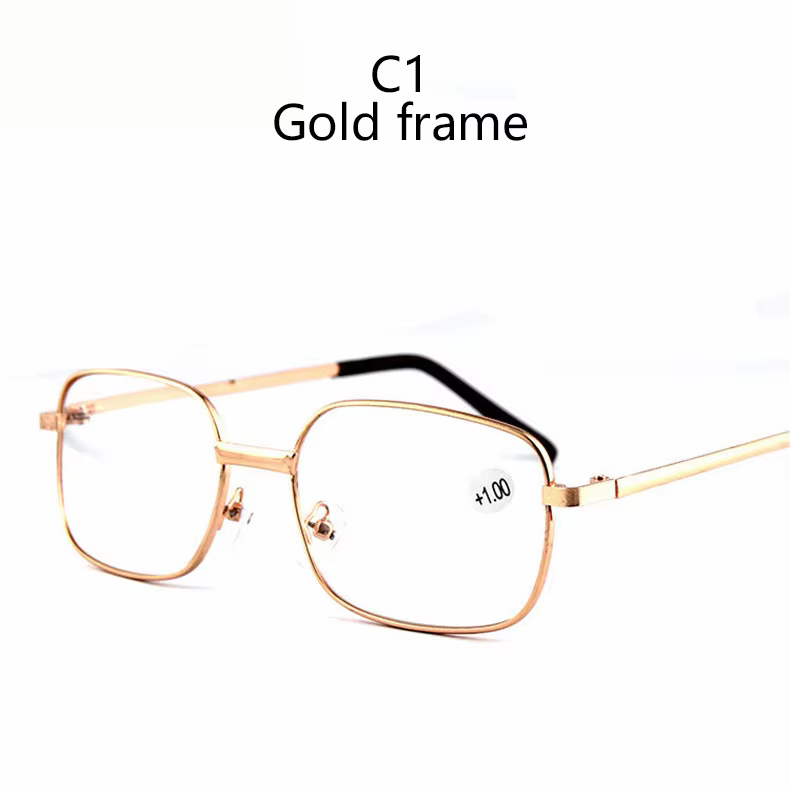 Unisex Metal Square Frame Reading Glasses Diopter +1 to +4