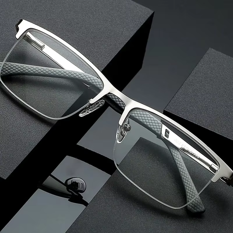 ONEVAN Metal Half Frame Reading Glasses Blue Light Block
