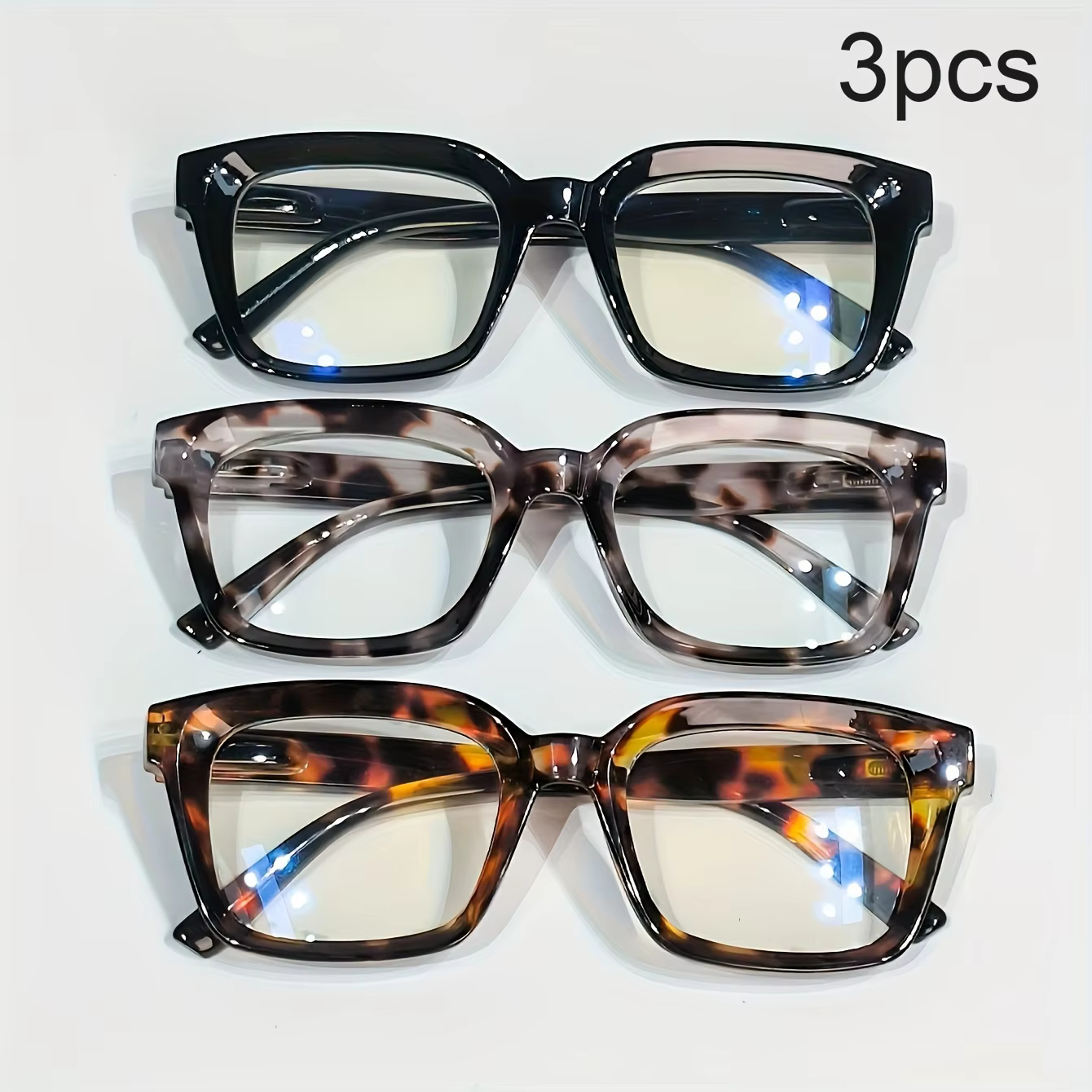 3 Pack Square Reading Glasses for Men and Women