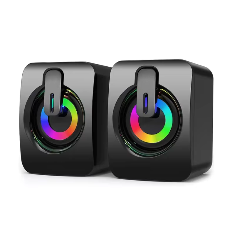USB Wired PC Speakers with HiFi Stereo and LED Mic