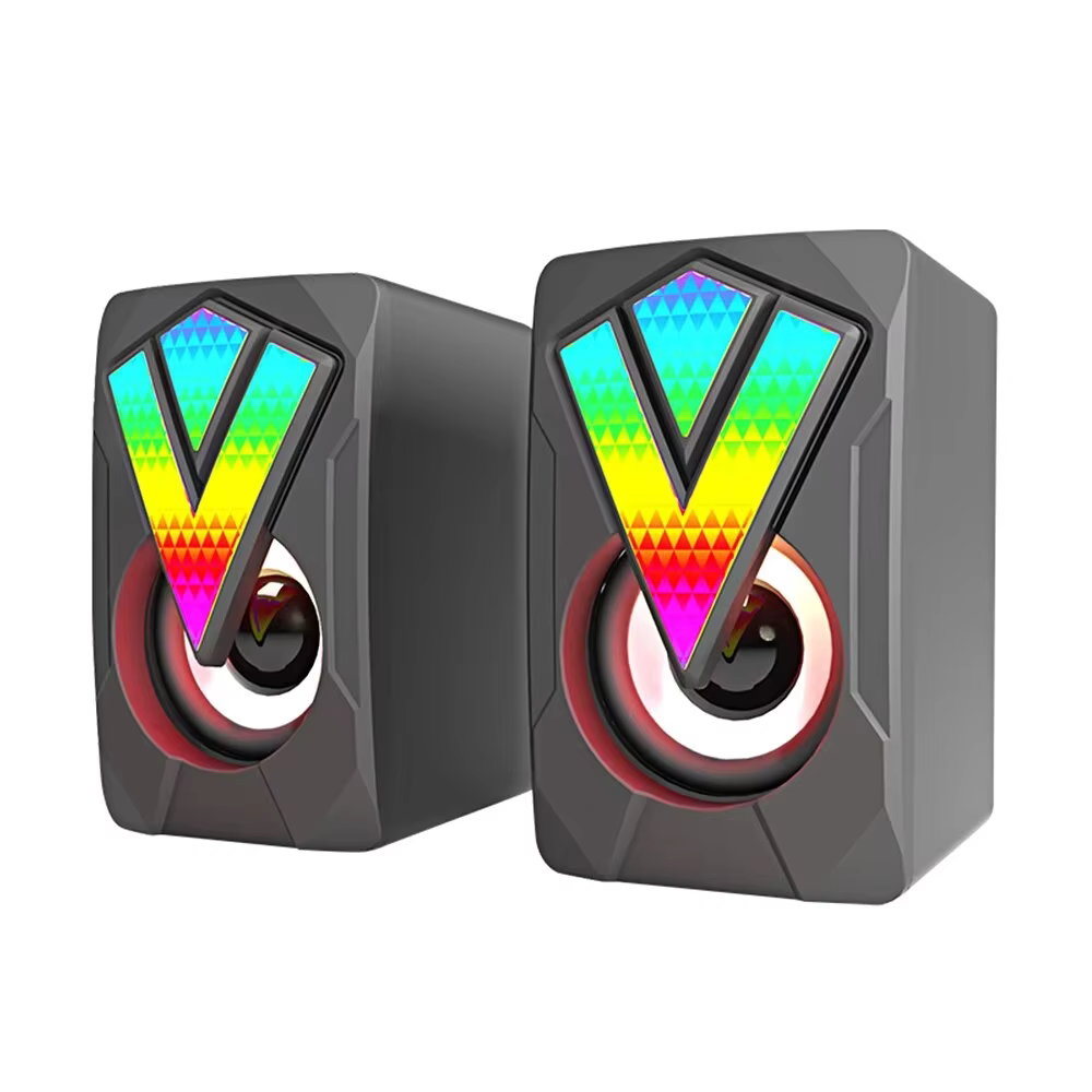 USB Wired Computer Speakers with LED Light and Microphone