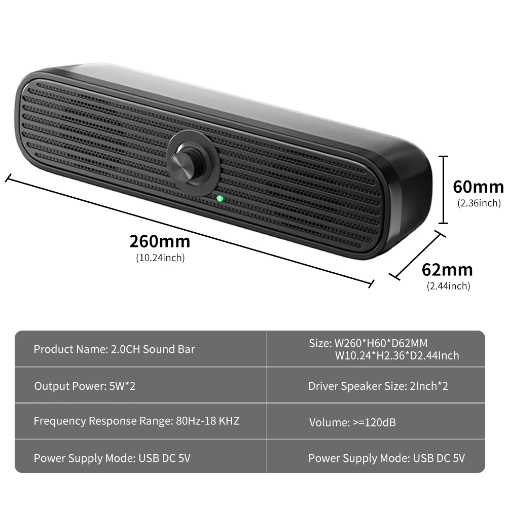 COOMAER USB Surround Soundbar Speaker with Strong Bass