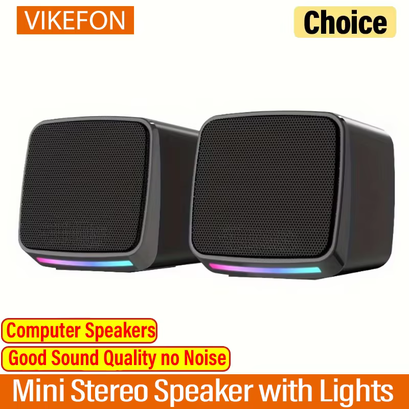 VIKEFON Mini USB-Powered Stereo Speaker with Lights