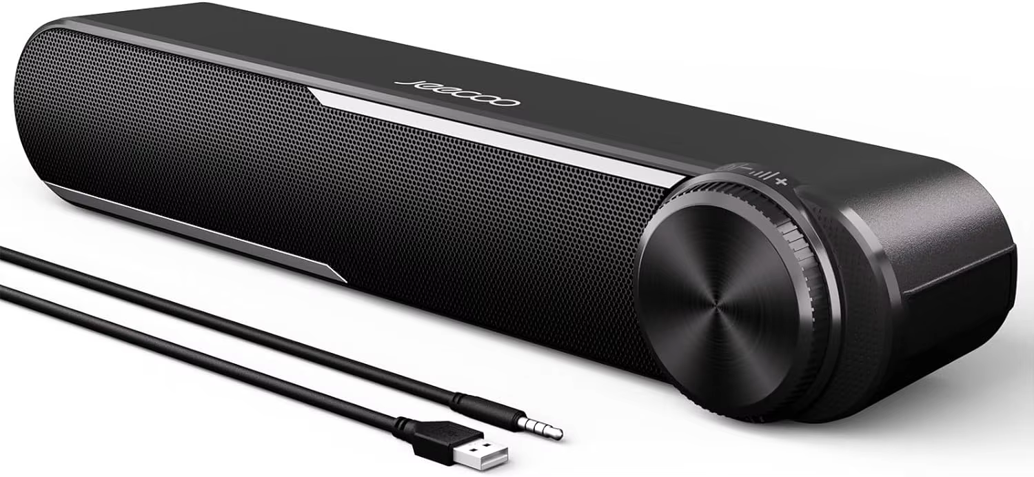 Jeecoo A30 Wired USB-Powered PC Soundbar with AUX