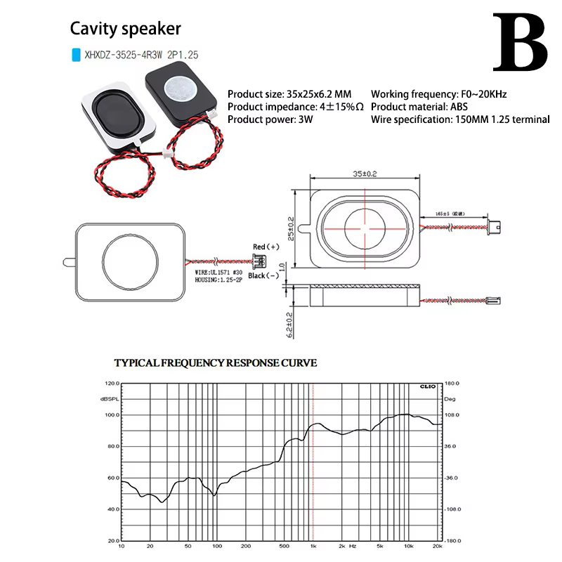 4 Ohm 2W/3W Ultra-Thin 25x35mm Laptop Speaker