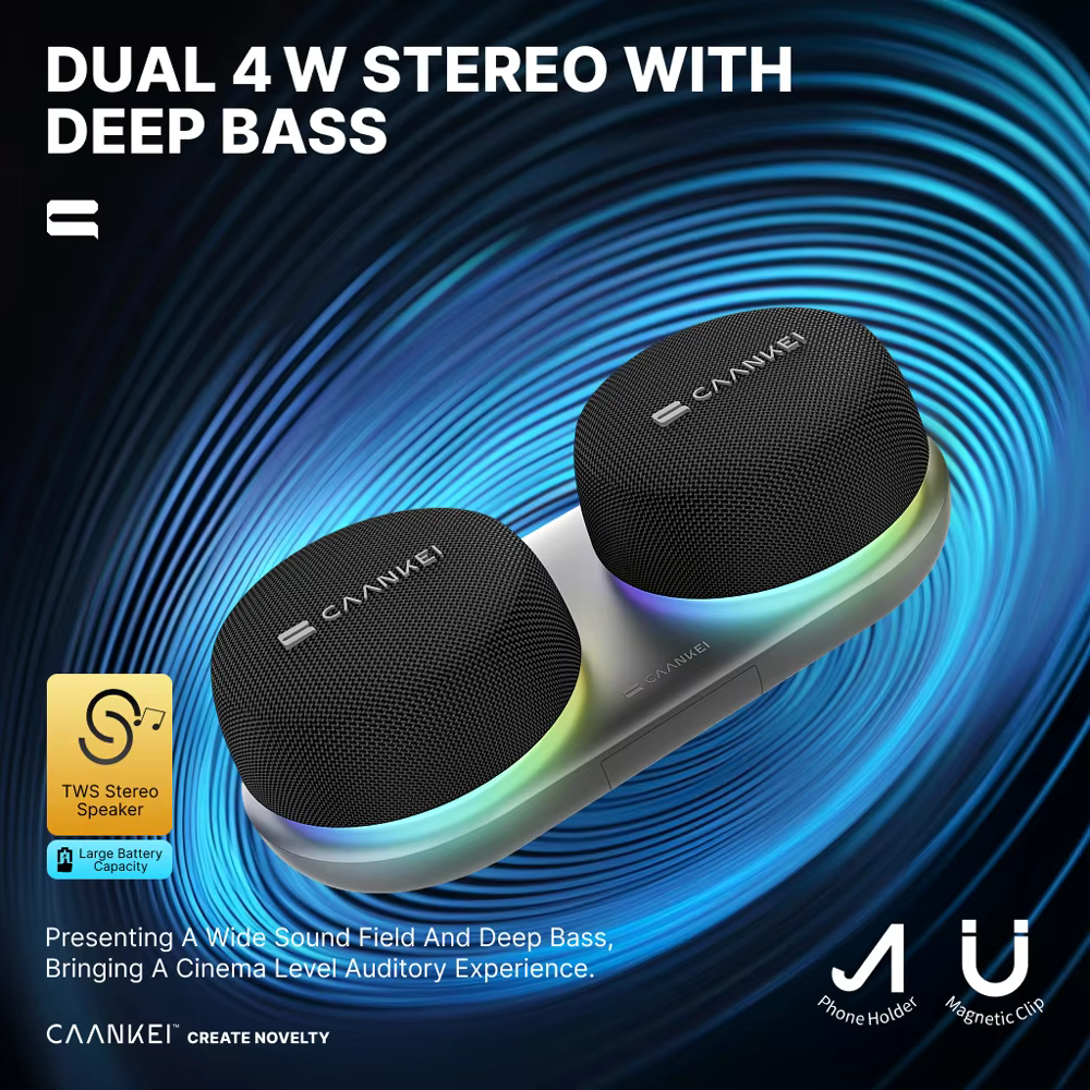 Dual Bluetooth TWS Speakers with Magnetic Stand RGB Lights