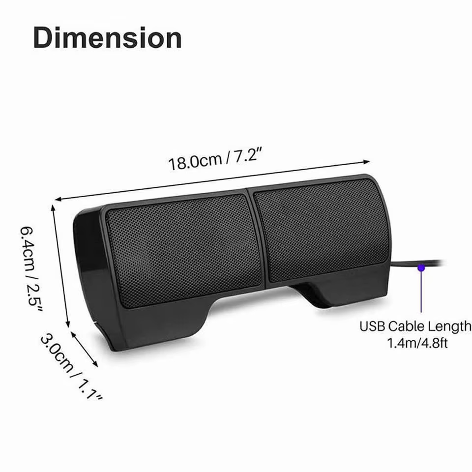 OUTMIX Mini Clip-on USB Stereo Speakers for Laptop