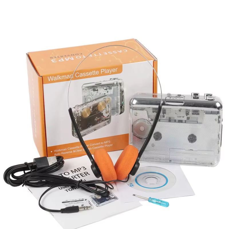 Portable USB Cassette Player with Tape to MP3 Converter