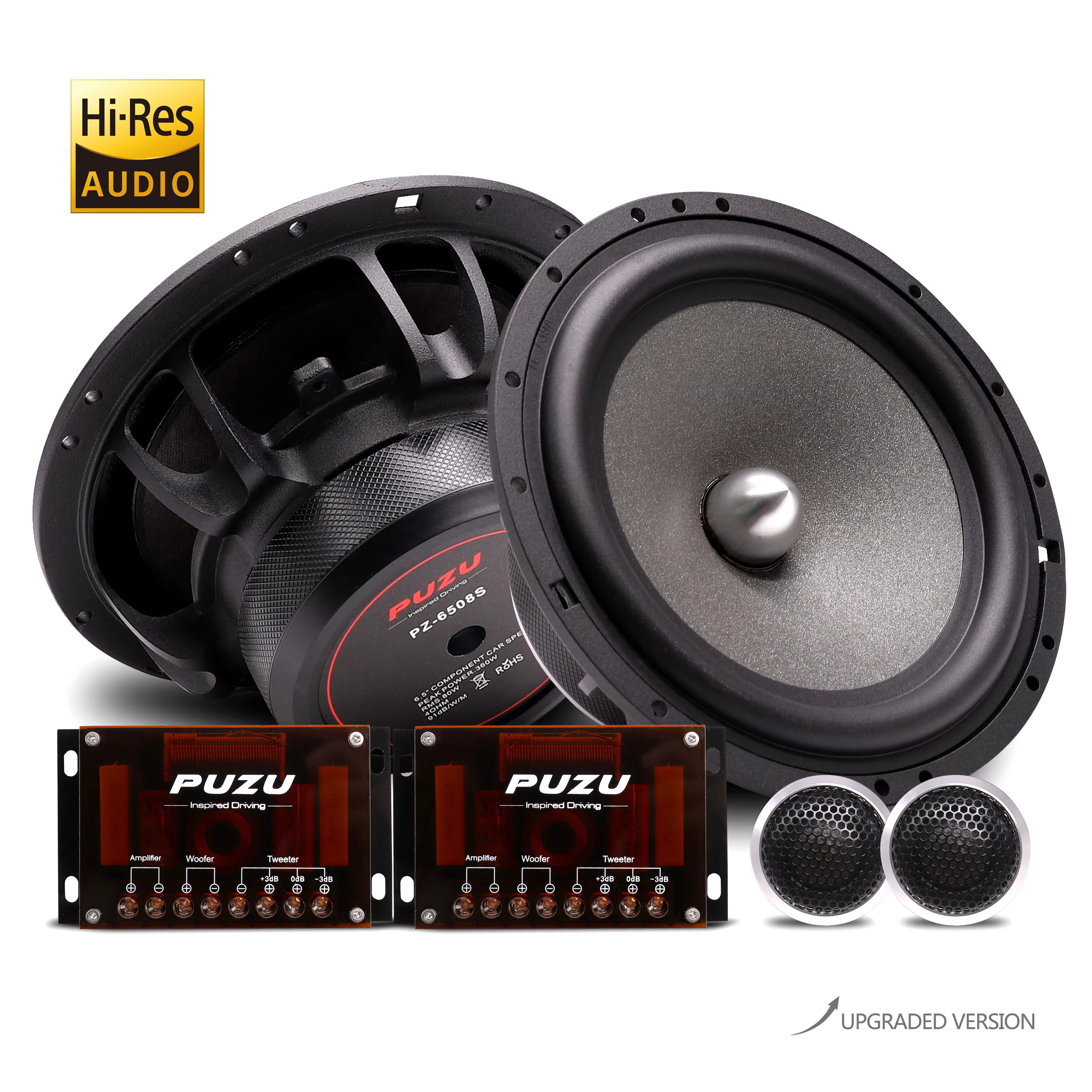 PZ-6508S 6.5-Inch 2-Way Car Audio Speakers 360W Max Power