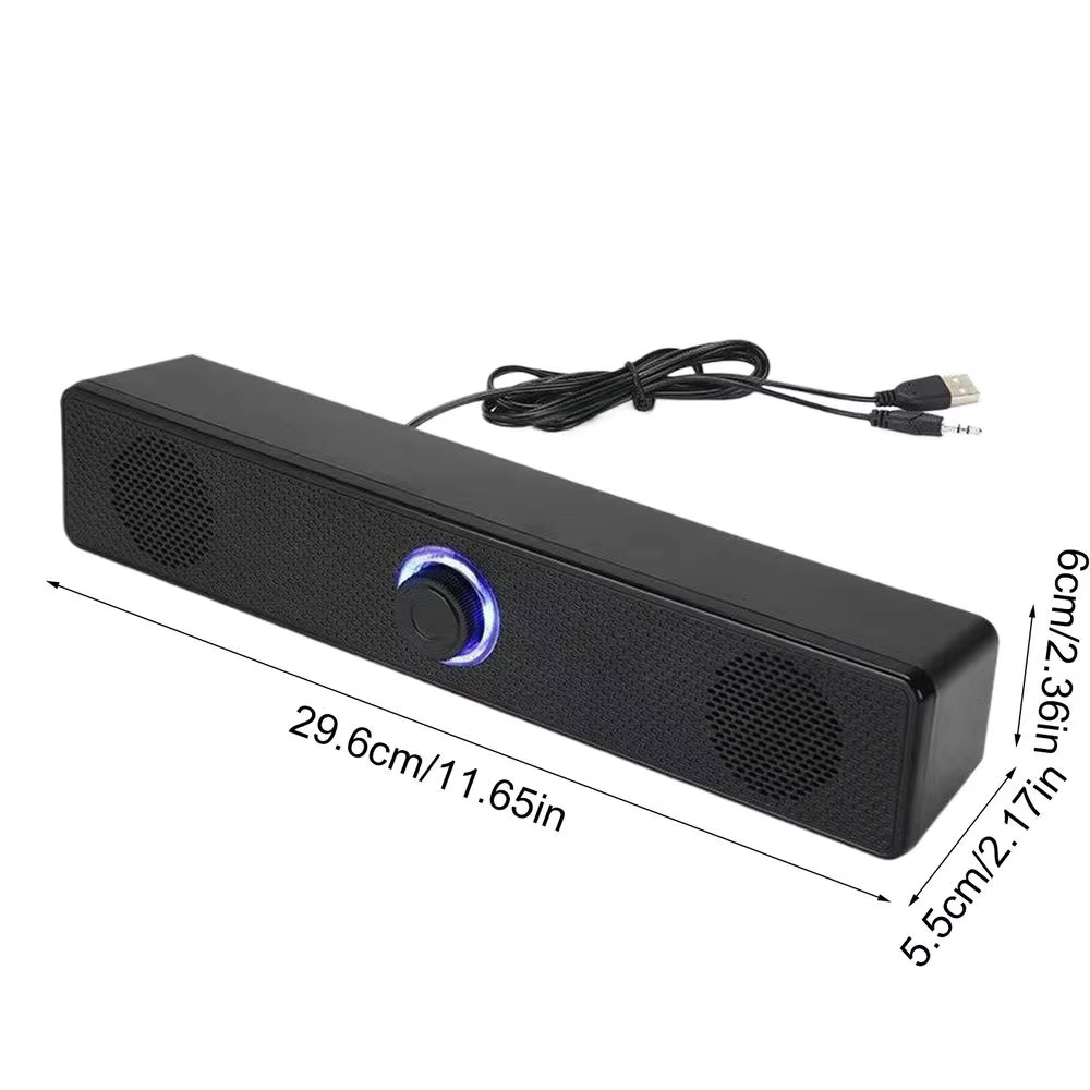 Wired Portable Mini Stereo Soundbar for TV PC Laptop