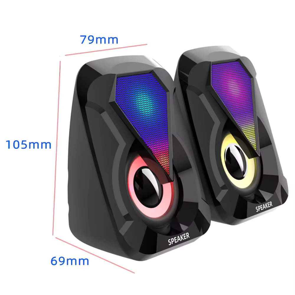 USB Wired Computer Speakers with Colorful LED Bass