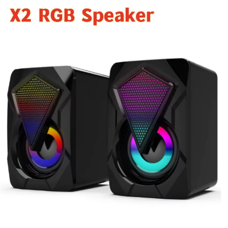 X2 Mini RGB USB Wired Desktop Computer Speakers