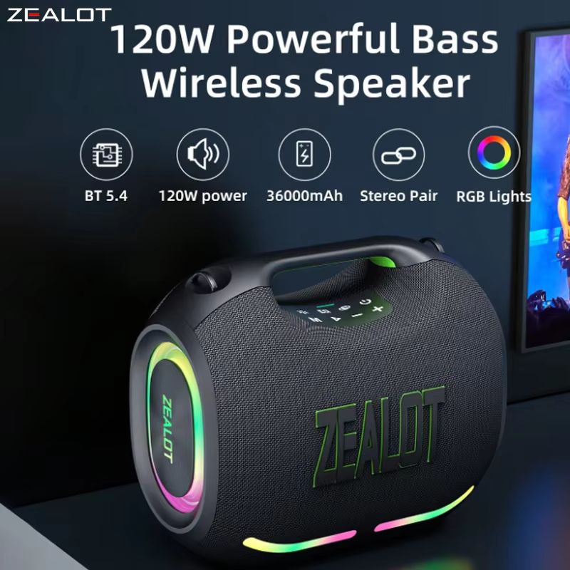 ZEALOT ZE01 Wireless Speaker 120W with RGB Light & Power Bank