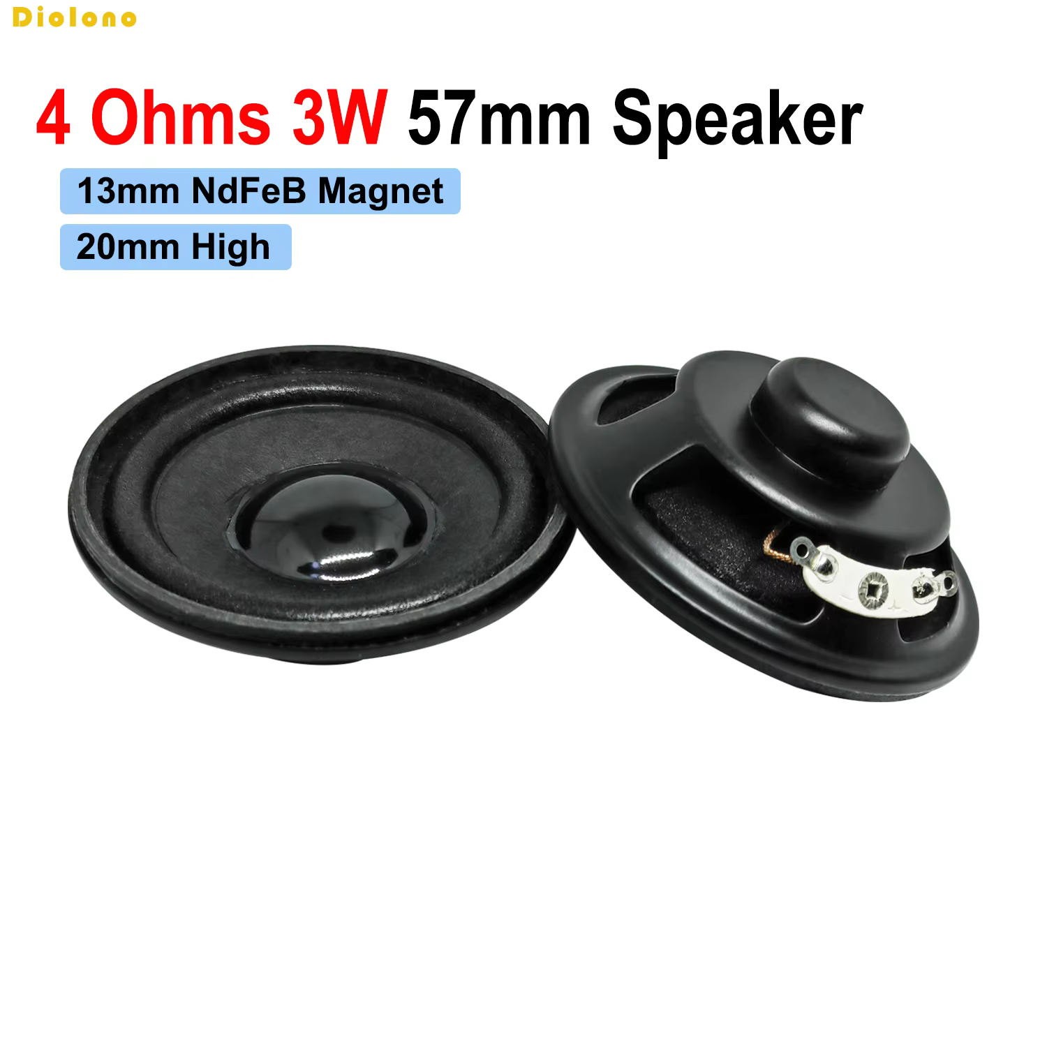 4Ohm 3W 57mm Bass Speaker with Metal Cabinet and PU Foam Edge