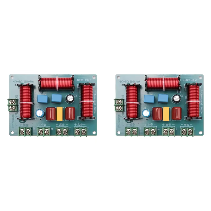 2X 200W 4-Way Speaker Crossover Frequency Divider