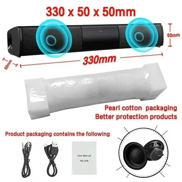 Bluetooth 4.0 Wireless Sound Bar with Heavy Bass Subwoofer