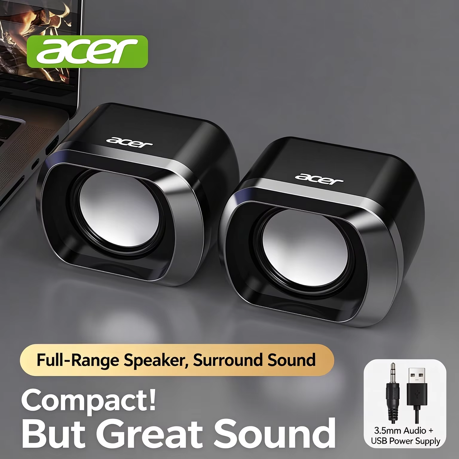 Acer OSK263 USB-Powered 2.0 Computer Speakers with Subwoofer