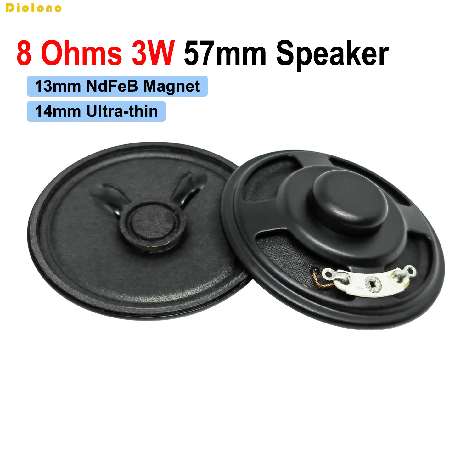 8Ohm 3W 2.2in Bass Loudspeaker Metal Cabinet Black